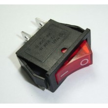Rocker Switch Red ON/OFF SPST 15A 250VAC Panel Mount, Snap-In