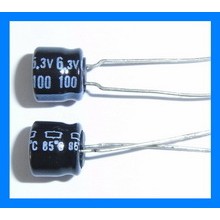 100uF 6.3V 105C Radial Electrolytic Capacitor 6x6mm