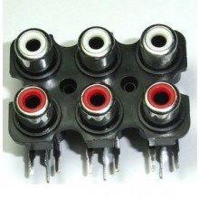 2 X 3 PCB Mount Horizontal RCA Sockets