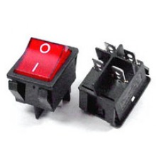 Rocker Switch Red ON/OFF DPST (with lamp) 16A 250VAC Panel Mount, Snap-In