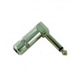 6.35mm 1/4" Mono Right Angle Metal Plug Nickel Plated