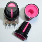 Black Plastic Knob with Pink Pointer