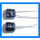 100uF 6.3V 105C Radial Electrolytic Capacitor 6x6mm