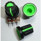 Black Plastic Knob with Green Pointer