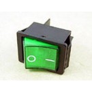 Rocker Switch Green ON/OFF DPST (with lamp) 16A 250VAC Panel Mount, Snap-In