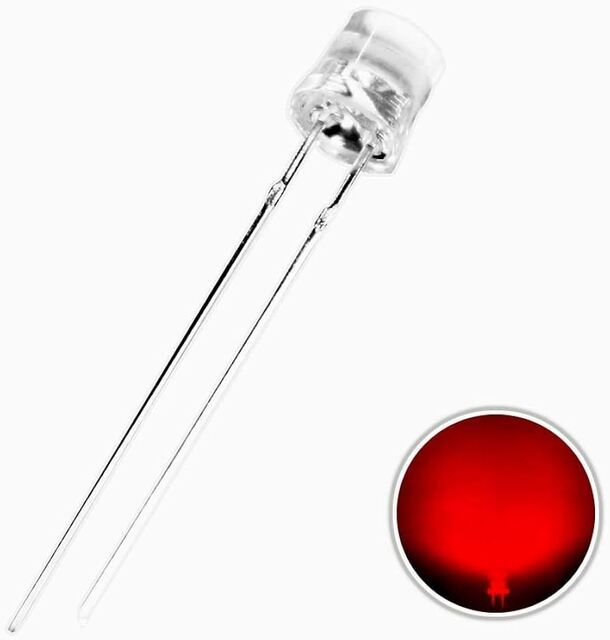 Flat Top RED LED 5mm Water Clear Lens