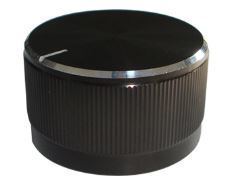 Knurled Aluminum Black Knob with Silver circle 30x18mm Shaft Diameter 6x18T 