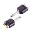 6.35mm 1/4" Male Mono Plug To Dual RCA Female Jack Audio Adapter Connector