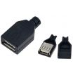 Female Type A USB 4 Pin Connector With Black Plastic Cover 