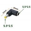 DC Power Plug 2.5mm*5.5mm To 2.5mm*5.5mm Male Right Angle Adapter Connector