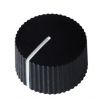 Serrated round pointer Knob Black 20x12mm