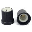 Black Knob White Top 15x15mm Shaft Diameter 6.00mm Split Shaft