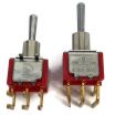 Non-Threaded Mini Toggle Switch DPDT On-Off-On Gold Right Angle PCB Pins 1M Series
