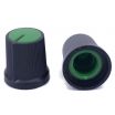 Black Knob Green Top 15x15mm Shaft Diameter 6.00mm Split Shaft