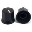 Black Plastic knob 15x14mm D Shaft 6x4.5mm