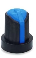 Black Plastic Knob with Blue Pointer 14x17mm