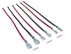 2.8mm With Black wire Single Head Female Spade Connector 20CM AWG 22