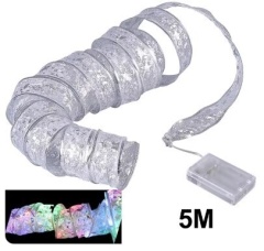 5M Silver Ribbon Decoration Christmas Multi color LED Lights IP65