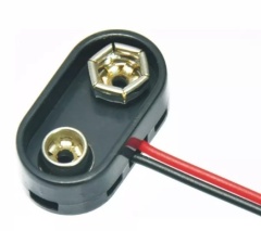 9V 9-Volt Battery Black Clip / Connector Snap T Type