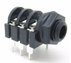 6.35mm 1/4" Stereo Insulated Unswitched Socket Jack PCB Pins