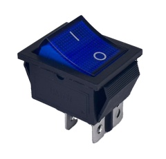 Rocker Switch Blue ON/OFF DPST 16A 250VAC Panel Mount, Snap-In