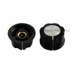 Boss Style Silver Top Black Knob 27mm Shaft Diameter 6mm