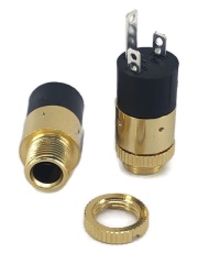 PJ-392 3.5mm Stereo Enclosed Chassis Socket Jack Gold Plated Silver Pins
