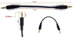 3.5mm To 3.5mm Stereo Cable Black Color Total Length 18cm