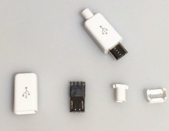 Mirco USB Connectors Jack Male 4 Pin White Color