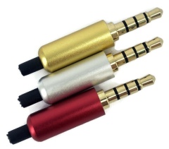 3.5mm 4 Poles Aluminum Audio Plug Red color with Tail 