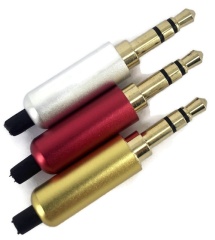 3.5mm 3 Poles Stereo Aluminum Audio Plug Gold color with Tail 