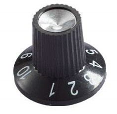 Black Knob with White Numbering 0 to 10 23x18mm Shaft 6x18T
