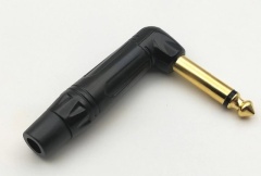 6.35mm 1/4" Right Angle Mono Plug Connector Gold Plated