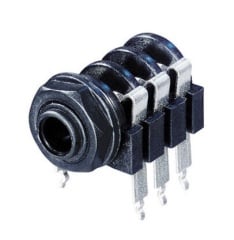 REAN NYS218 6.35mm 1/4" Stereo Insulated Unswitched Socket Jack PCB Long Pins