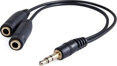  3.5mm Stereo Cable Male to Dual Female 3.5mm Black Color
