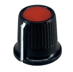 Black body Red Top Knob 16x15mm Shaft 6.4mm