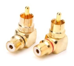 Gold RCA Phono plug right angle red loop