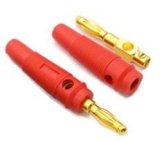 4mm Banana Male Plug Red Gold Plated Solderless Side Stackable