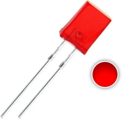 LED Rectangular Red 2x5mm Legs Length 16.50mm