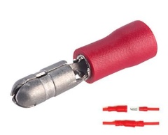 Male Bullet Insulated Crimp Terminal Red Size 0.5mm² to 1.5mm²