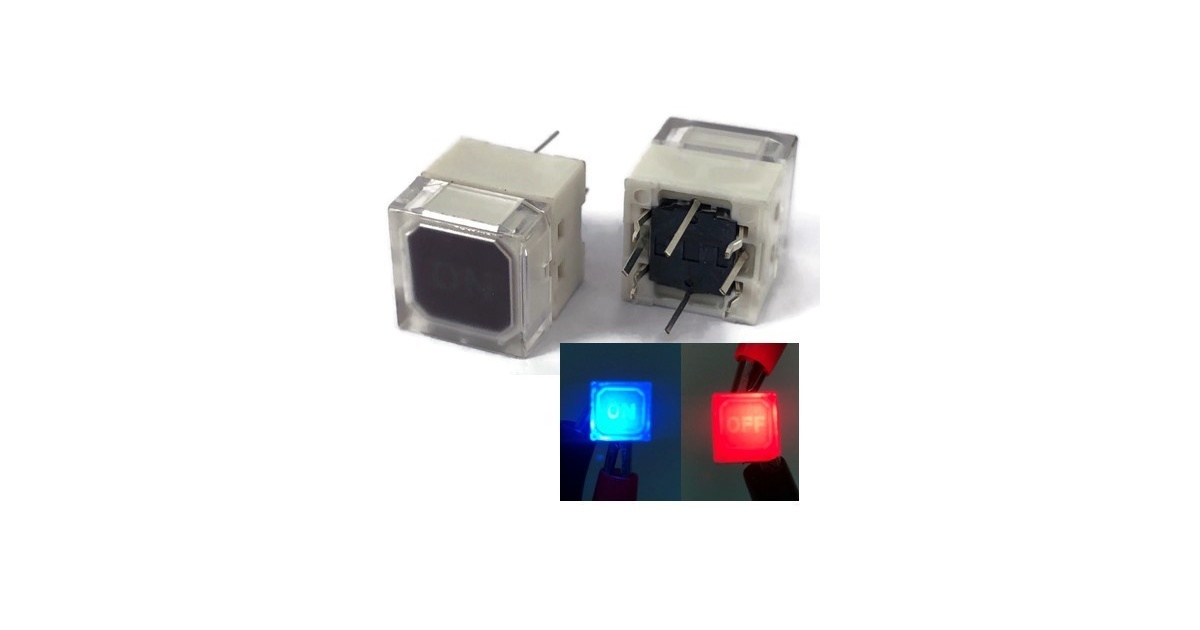 illuminated Tact Switch LED Blue and Red Color With ON-Off Text