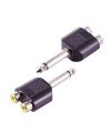 6.35mm 1/4" Male Mono Plug To Dual RCA Female Jack Audio Adapter Connector
