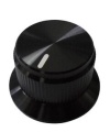 Black Knurled Aluminum 15x24mm knob with skirted Shaft 6.4mm