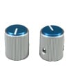 Aluminum Silver Body Blue Cap Knob 12.5x15mm Shaft 6.4mm 