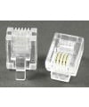 Modular Plug 6P4C RJ11 50 Micron Gold Plate For Flat Cable Clamp