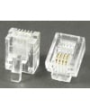 Modular Plug 6P4C RJ11 50 Micron Gold Plate For Round Cable Clamp