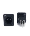 3 Pin XLR Male Panel Mount Chassis Socket Right Angle