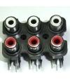2 X 3 PCB Mount Horizontal RCA Sockets