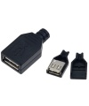 Female Type A USB 4 Pin Connector With Black Plastic Cover 