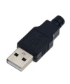 Male Type A USB 2.0 Plug Socket 4 Pin With Black Plastic Cover